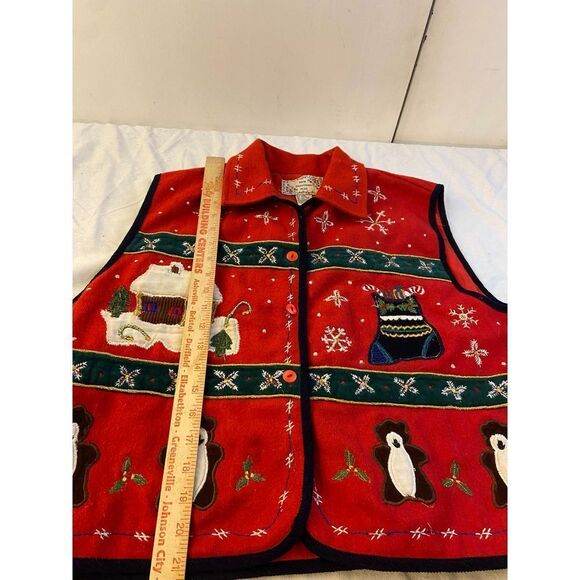 New Direction Plus Wool Blend Christmas Holiday Vest #94153 Bears Gingerbread Ho - Picture 7 of 7